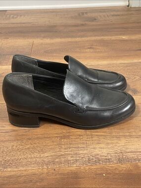 Franco Sarto‎ Black Leather Heeled Loafers Size 11